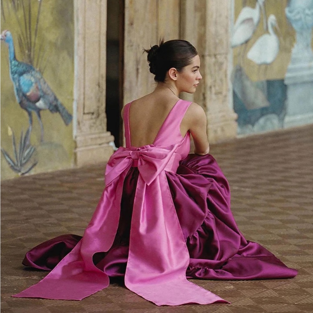 Hutch Pink Asymmetrical Backless Gown